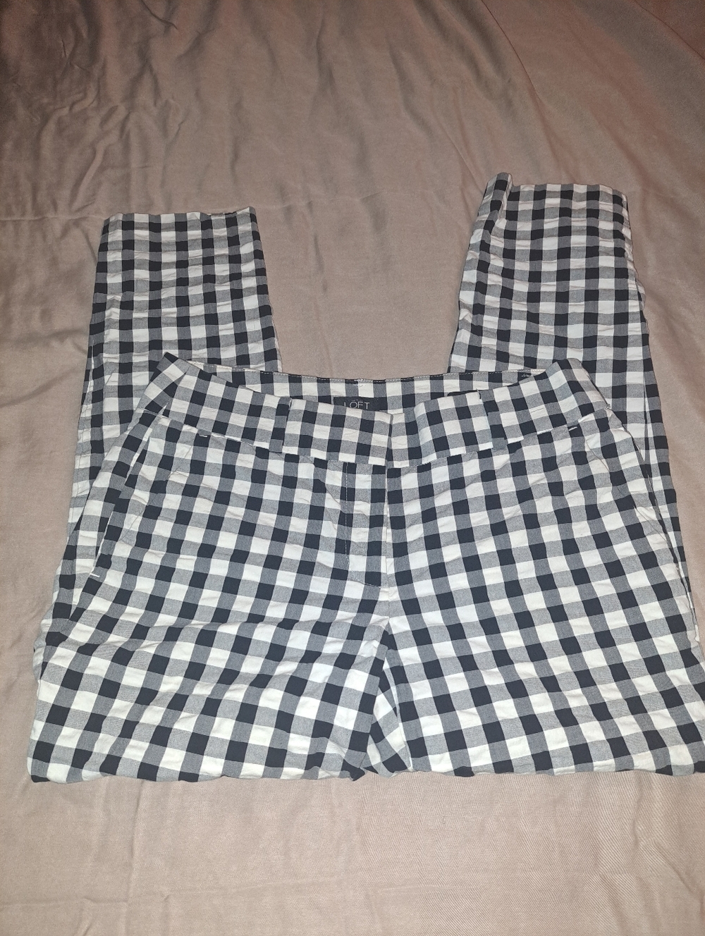 LOFT Black and White Gingham Trousers. Size 2